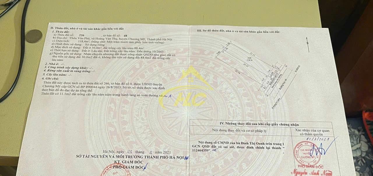 118,4 mét THÔN VĂN PHÚ – XÃ HOÀNG VĂN THỤ – CHƯƠNG MỸ – HÀ NỘI 118,4 mét THÔN VĂN PHÚ – XÃ HOÀNG VĂN THỤ – CHƯƠNG MỸ – HÀ NỘI