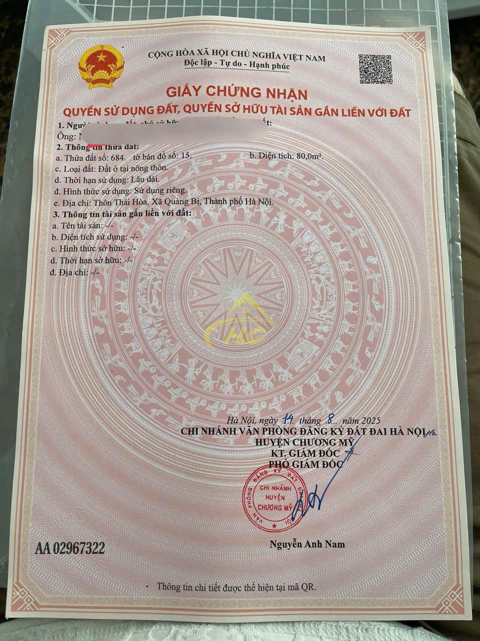 Lô Đâts 80m tại Thái Hòa, Quảng Bị (Hợp Đồng Cũ) Lô Đâts 80m tại Thái Hòa, Quảng Bị (Hợp Đồng Cũ)