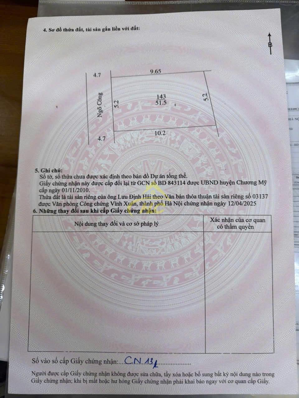 Lô Đất 51,5m Đại Yên, Chương Mỹ, Hà Nội Lô Đất 51,5m Đại Yên, Chương Mỹ, Hà Nội