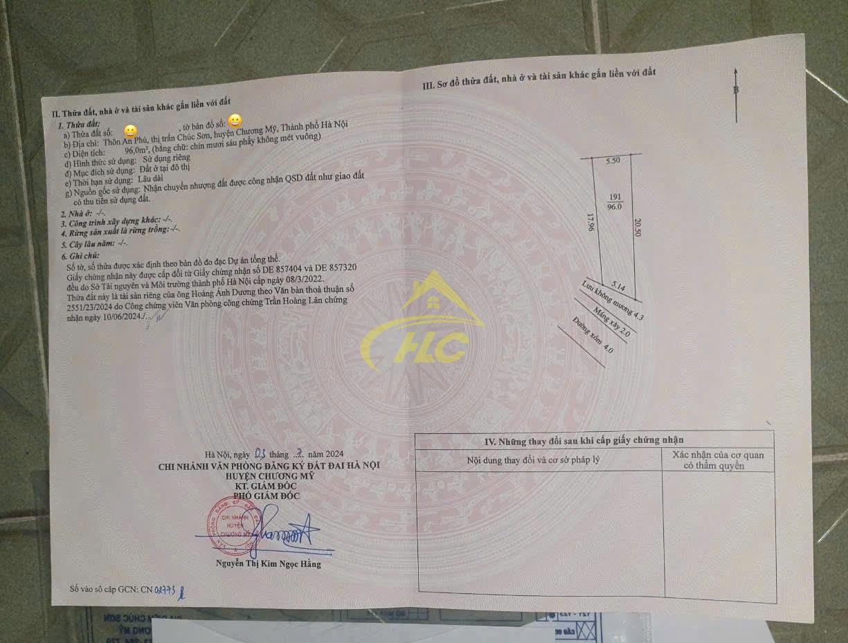 Lô Đất Kinh Doanh 96m Tại An Phú, Chương Mỹ Lô Đất Kinh Doanh 96m Tại An Phú, Chương Mỹ