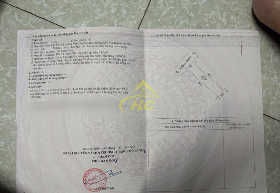 Lô Vuông 120m Hoàng Văn Thụ, Chương Mỹ Lô Vuông 120m Hoàng Văn Thụ, Chương Mỹ
