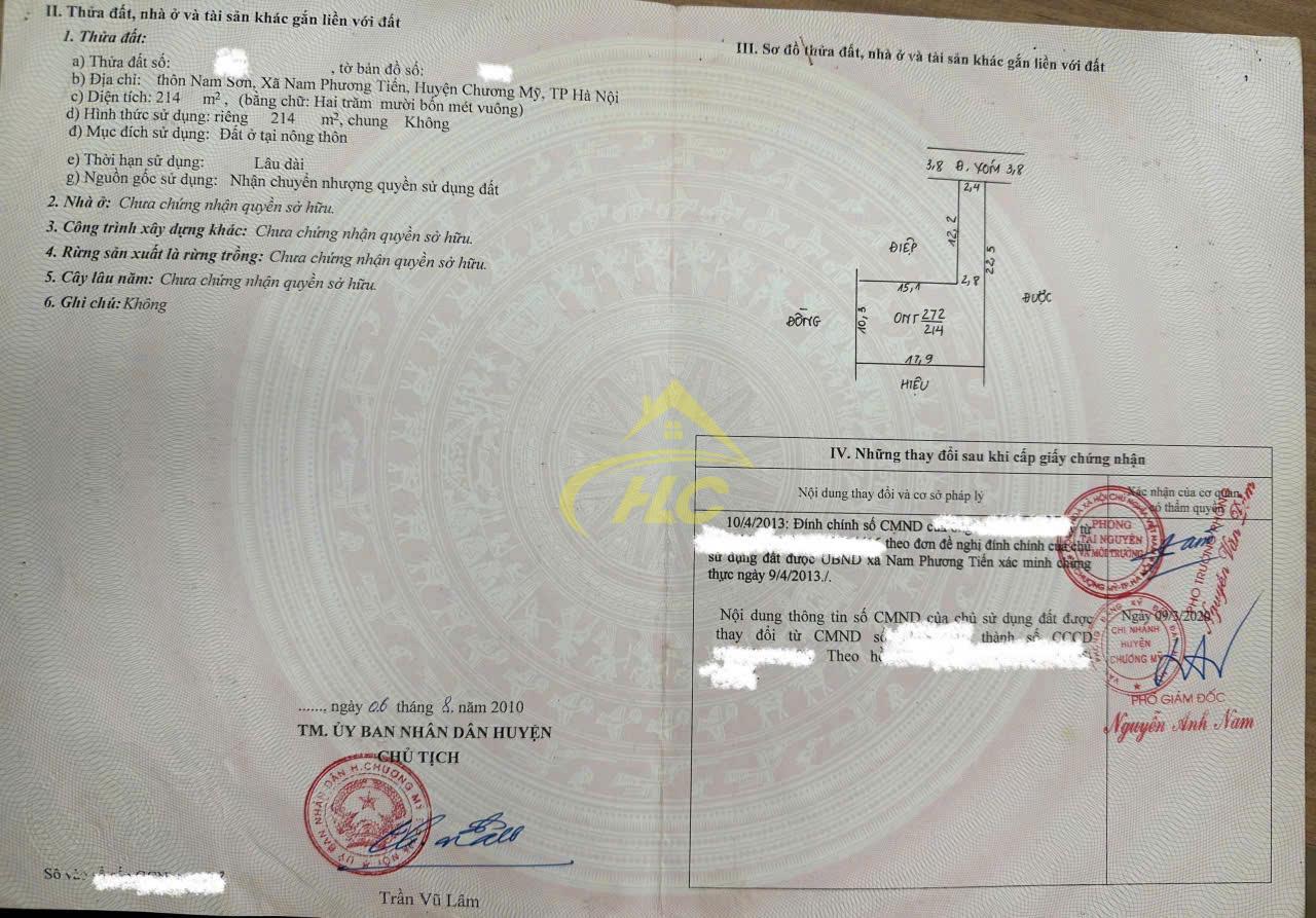 💥 LÔ ĐẤT ĐẸP 214M NAM SƠN – NAM PHƯƠNG TIẾN, CHƯƠNG MỸ 💥 💥 LÔ ĐẤT ĐẸP 214M NAM SƠN – NAM PHƯƠNG TIẾN, CHƯƠNG MỸ 💥
